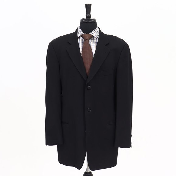 Hugo Boss 42L Black Solid 3-Button Sport Coat Blazer Jacket P492 - Picture 1 of 11